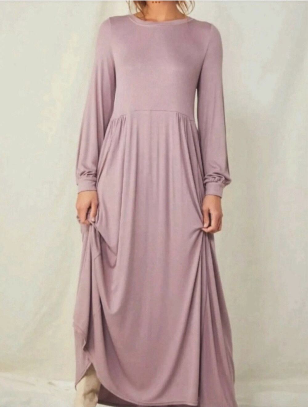 FP Beach Free People Maxi Dress Women’s M Mauve Long Sleeve Empire Waist Boho